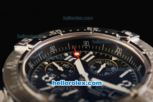 Breitling Avenger Choronograph Swiss Valjoux 7750 Automatic Movement Steel Case with Black Dial and SS Strap - Click Image to Close