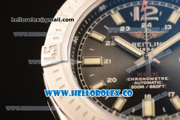 Breitling Colt Swiss ETA 2824 Automatic Steel Case/Bracelet with Black Dial and Stick Markers - Click Image to Close