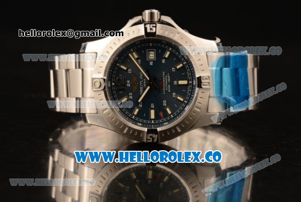 Breitling Colt Swiss ETA 2824 Automatic Steel Case/Bracelet with Blue Dial and Stick Markers - Click Image to Close