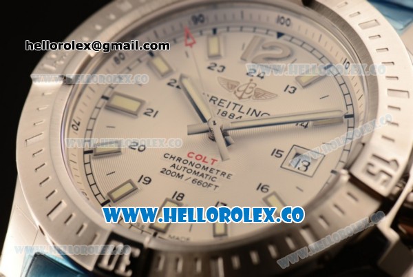 Breitling Colt Swiss ETA 2824 Automatic Steel Case/Bracelet with White Dial and Stick Markers - Click Image to Close