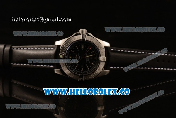 Breitling Colt II Swiss ETA 2824 Automatic Steel Case with Black Dial and Black Leather Strap (AAAF) - Click Image to Close