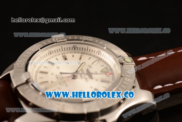 Breitling Colt II Swiss ETA 2824 Automatic Steel Case with White Dial and Brown Leather Strap (AAAF) - Click Image to Close