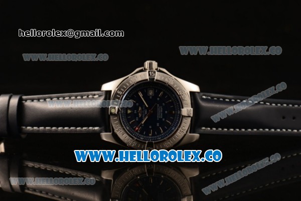 Breitling Colt II Swiss ETA 2824 Automatic Steel Case with Blue Dial and Blue Leather Strap (AAAF) - Click Image to Close