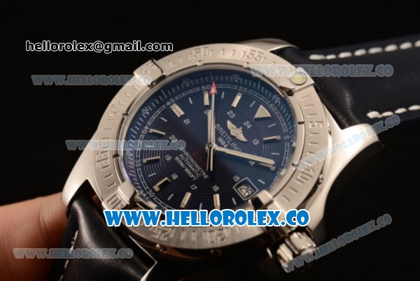 Breitling Colt II Swiss ETA 2824 Automatic Steel Case with Blue Dial and Blue Leather Strap (AAAF) - Click Image to Close