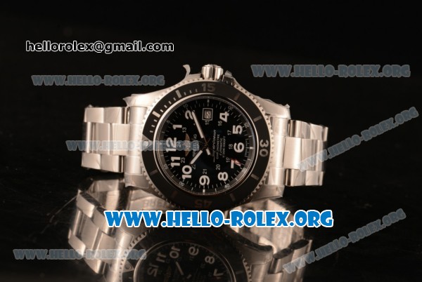 Breitling SuperOcean II Swiss ETA 2824 Automatic Steel Case with Black Dial and Steel Bracelet (GF) - Click Image to Close