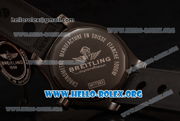 1:1 Breitling Superocean 44 Special Blacksteel Swiss ETA 2824 Automatic PVD Case with Black Dial and Black Rubber Strap (GF) - Click Image to Close