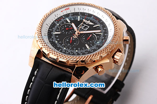 Breitling For Bentley Working Chronograph Automatic Rose Gold Bezel and Case with Black Dial - Click Image to Close
