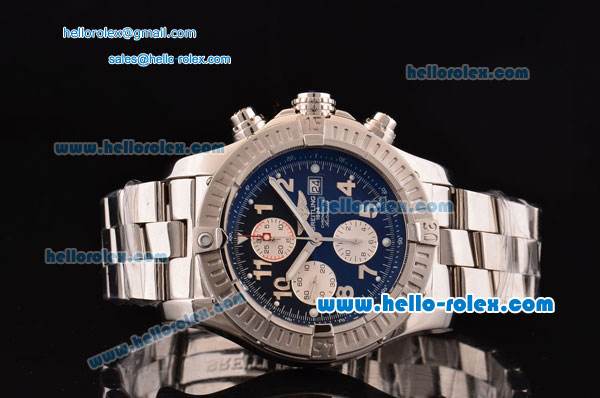 Breitling Super Avenger Chronograph Swiss Valjoux 7750-SHG Automatic Stainless Steel Case with Stainless Steel Strap and Black Dial 1:1 Original - Click Image to Close