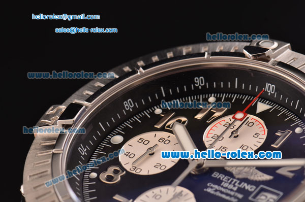 Breitling Super Avenger Chronograph Swiss Valjoux 7750-SHG Automatic Stainless Steel Case with Stainless Steel Strap and Black Dial Numeral Markers - Click Image to Close