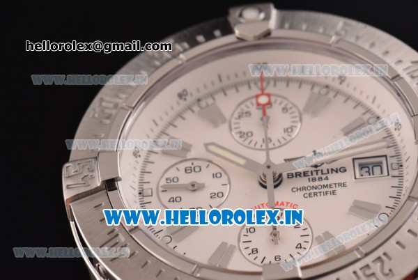 Breitling Avenger Chrono Swiss Valjoux 7750-SHG Automatic Stainless Steel Case with Stainless Steel Strap and White Dial - Click Image to Close