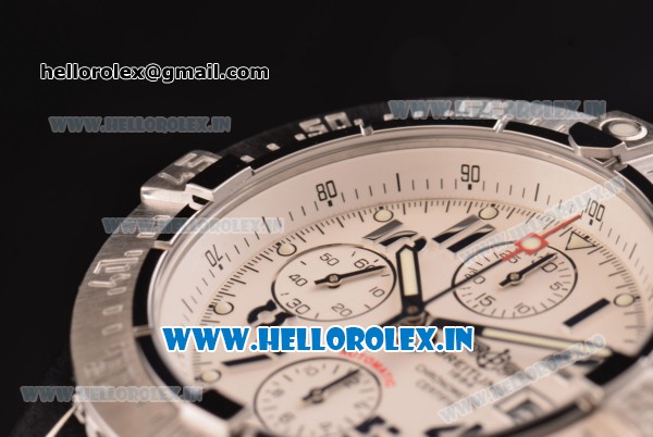 Breitling Avenger Chrono Swiss Valjoux 7750-SHG Automatic Stainless Steel Case Numeral Markers with Stainless Steel Strap and White Dial - Click Image to Close