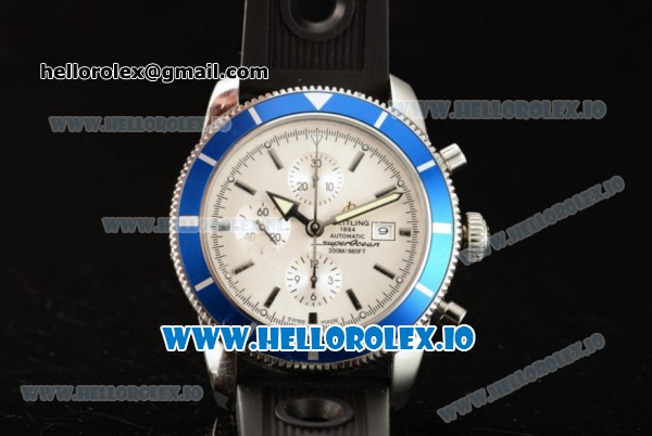 Breitling SuperOcean Heritage Swiss Valjoux 7750 Automatic Steel Case White Dial With Stick Markers Black Rubber Strap (JH) - Click Image to Close