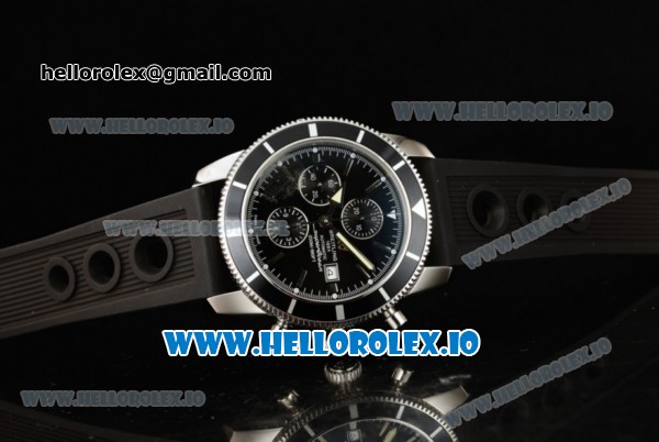 Breitling SuperOcean Heritage Chrono Swiss Valjoux 7750 Automatic Steel Case Black Dial With Stick Markers Black Rubber Strap (JH) - Click Image to Close