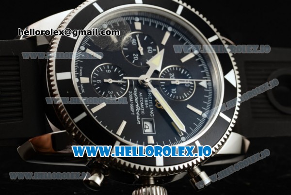 Breitling SuperOcean Heritage Chrono Swiss Valjoux 7750 Automatic Steel Case Black Dial With Stick Markers Black Rubber Strap (JH) - Click Image to Close