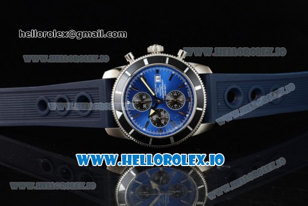 Breitling SuperOcean Heritage Chrono Swiss Valjoux 7750 Automatic Steel Case Blue Dial With Stick Markers Blue Rubber Strap (JH) - Click Image to Close