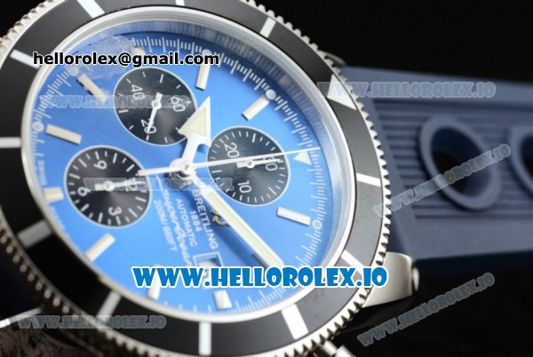 Breitling SuperOcean Heritage Chrono Swiss Valjoux 7750 Automatic Steel Case Blue Dial With Stick Markers Blue Rubber Strap (JH) - Click Image to Close