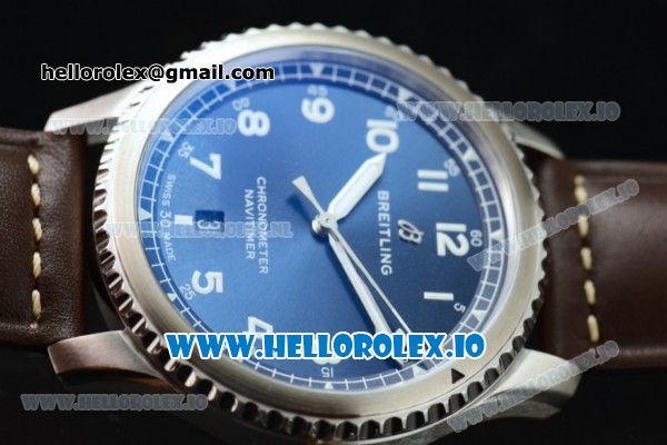 Breitling Navitimer 8 Swiss ETA 2824 Automatic Steel Case Blue Dial With Arabic Numeral Markers Brown Leather Strap(ZF) - Click Image to Close