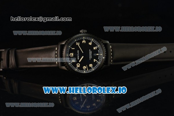 Breitling Navitimer 8 Swiss ETA 2824 Automatic PVD Case Black Dial With Arabic Numeral Markers Black Leather Strap(ZF) - Click Image to Close