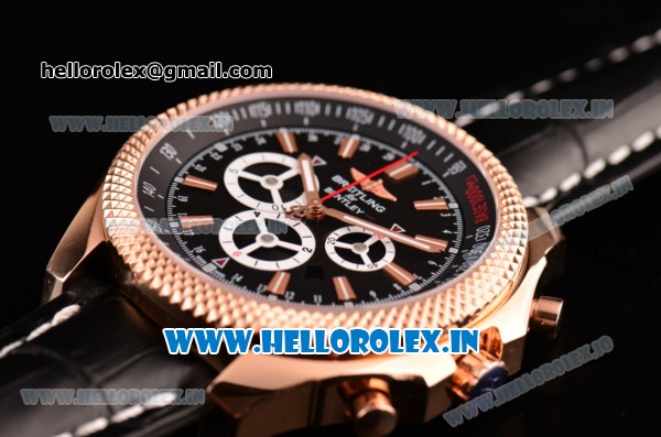 Breitling Bentley Barnato Racing Chrono Swiss Valjoux 7750 Automatic Rose Gold Case with Black Dial and Stick Markers (Z) - Click Image to Close