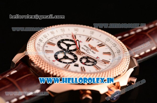 Breitling Bentley Barnato Racing Chrono Swiss Valjoux 7750 Automatic Rose Gold Case with White Dial and Stick Markers (Z) - Click Image to Close