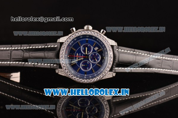 Breitling Bentley Barnato Racing Chrono Miyota OS20 Quartz Steel Case with Blue Dial Diamonds Bezel and Stick Markers - Click Image to Close