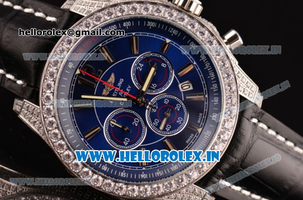 Breitling Bentley Barnato Racing Chrono Miyota OS20 Quartz Steel Case with Blue Dial Diamonds Bezel and Stick Markers - Click Image to Close