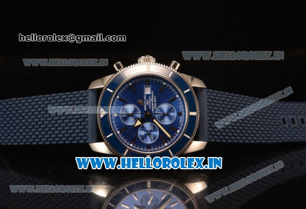 Breitling SuperOcean Swiss Vajoux 7750 Automatic Movement Steel Case Blue Ceramic Bezel With White Dial Blue Rubber Strap 1:1 Original - Click Image to Close