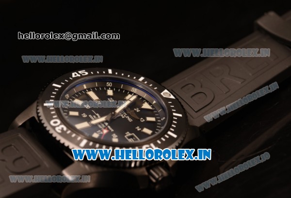Breitling SuperOcean 2824 Auto Black PVD Case with Black Dial and Black Rubber Strap - 1:1 Origianl (GF) - Click Image to Close