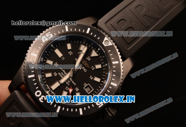 Breitling SuperOcean 2824 Auto Black PVD Case with Black Dial and Black Rubber Strap - 1:1 Origianl (GF) - Click Image to Close