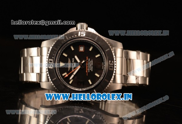 Breitling SuperOcean 44mm 2824 Auto Steel Case with Black Dial and Steel Bracelet Orange Hands - 1:1 Origianl (GF) - Click Image to Close