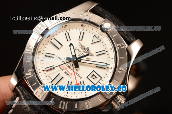 Breitling Avenger II GMT White Dial With Swiss ETA 2836 Automatic Leather Strap Best Edition A3239011/G778/435X/A20BA.1 - Click Image to Close