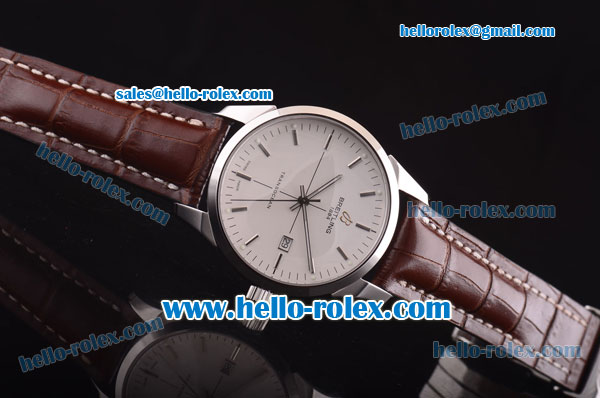 Breitling Transocean Asia 2892 Automatic Steel Case with White Dial and Brown Leather Strap - Click Image to Close