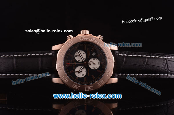 Breitling Colt Chronograph II Chronograph Miyota Quartz Rose Gold Case with Black Dial - Click Image to Close