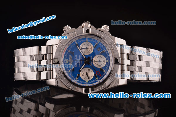 Breitling Chronomat B01 GMT Swiss Valjoux 7750 Automatic Steel Case/Strap with Blue Dial - Click Image to Close