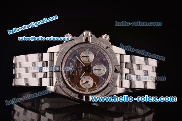 Breitling Chronomat B01 GMT Swiss Valjoux 7750 Automatic Steel Case/Strap with Brown Dial - Click Image to Close