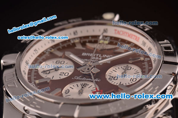 Breitling Chronomat B01 GMT Swiss Valjoux 7750 Automatic Steel Case/Strap with Brown Dial - Click Image to Close