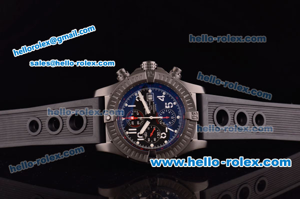 Breitling Super Avenger Chrono Swiss Valjoux 7750 Automatic PVD Case with Black Dial and Black Rubber Strap - 1:1 Original - Click Image to Close