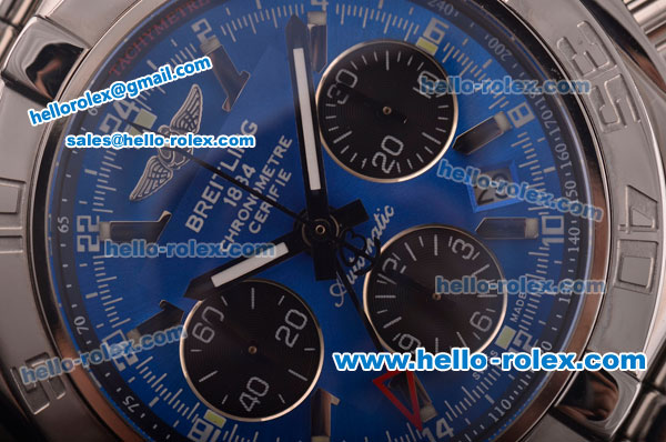 Breitling Chronomat B01 GMT Swiss Valjoux 7750 Automatic Steel Case/Strap with Blue Dial - Click Image to Close