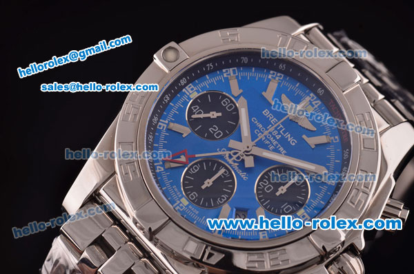 Breitling Chronomat B01 GMT Swiss Valjoux 7750 Automatic Steel Case/Strap with Blue Dial - Click Image to Close