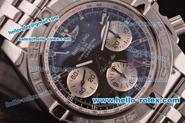 Breitling Chronomat B01 GMT Swiss Valjoux 7750 Automatic Steel Case/Strap with Black Dial - Click Image to Close