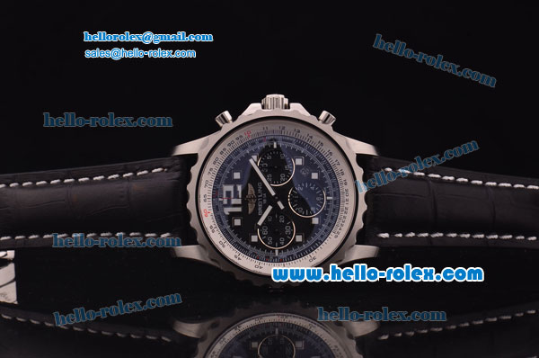 Breitling Chronospace Chronograph Swiss Valjoux 7750 Automatic Steel Case with Black Dial and Black Leather Strap - Click Image to Close