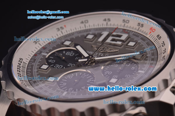 Breitling Chronospace Chronograph Swiss Valjoux 7750 Automatic Steel Case with Grey Dial and Brown Leather Strap - Click Image to Close