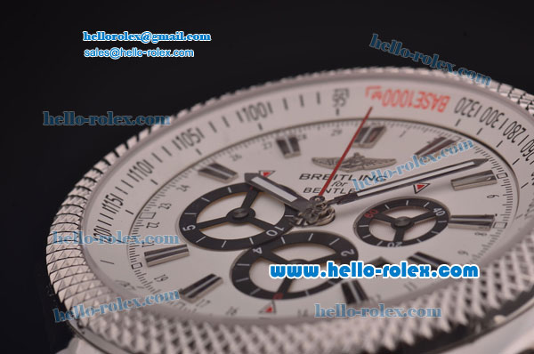 Breitling for Bentley Barnato Racing Chronograph Swiss Valjoux 7750 Automatic Steel Case/Strap with White Dial - Click Image to Close