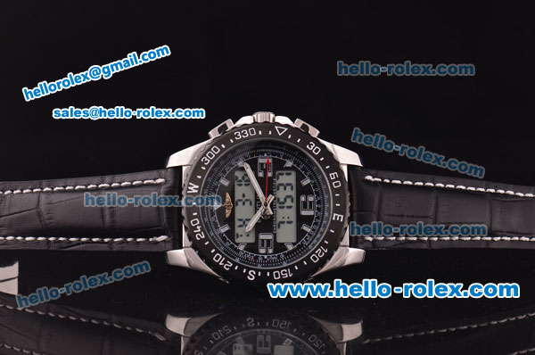 Breitling Airwolf Quartz Movement Steel Case with Black Digital Display and PVD Bezel - Click Image to Close