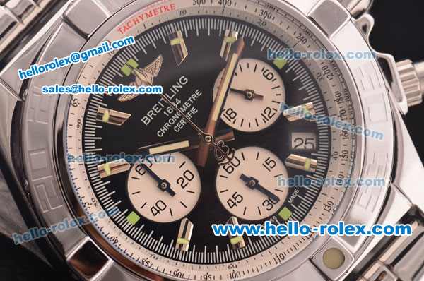 Breitling Chronomat B01 Chronograph Miyota Quartz Steel Case/Strap with Black Dial - Click Image to Close