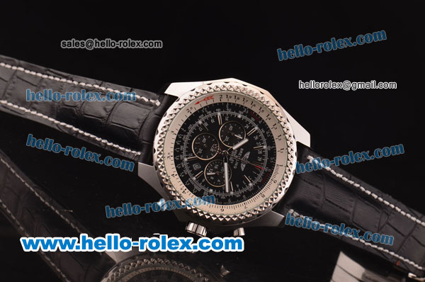 Breitling For Bentley Chronograph Quartz Movement with Black Dial and Leather Strap - Click Image to Close