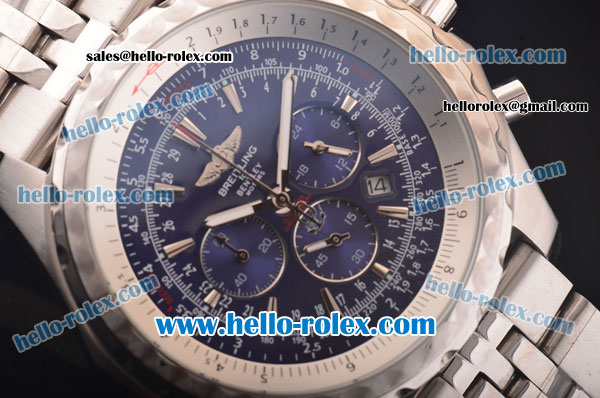 Breitling For Bentley Working Chronograph Quartz Movement with Blue Dial and SS Case-SS Strap - Click Image to Close