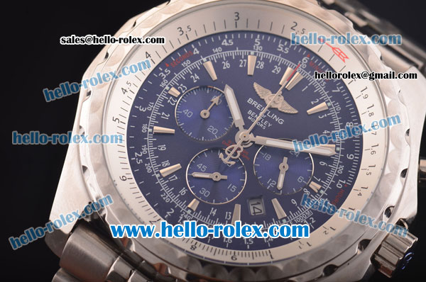 Breitling For Bentley Working Chronograph Quartz Movement with Blue Dial and SS Case-SS Strap - Click Image to Close