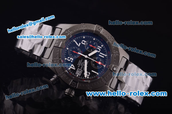 Breitling Avenger Swiss Valjoux 7750 Automatic PVD Case/Strap with Black Dial and White Numeral Markers - Click Image to Close