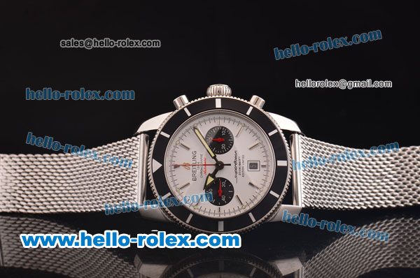 Breitling Superocean Swiss Valjoux 7750 Automatic Steel Case/Strap with White Dial - Click Image to Close